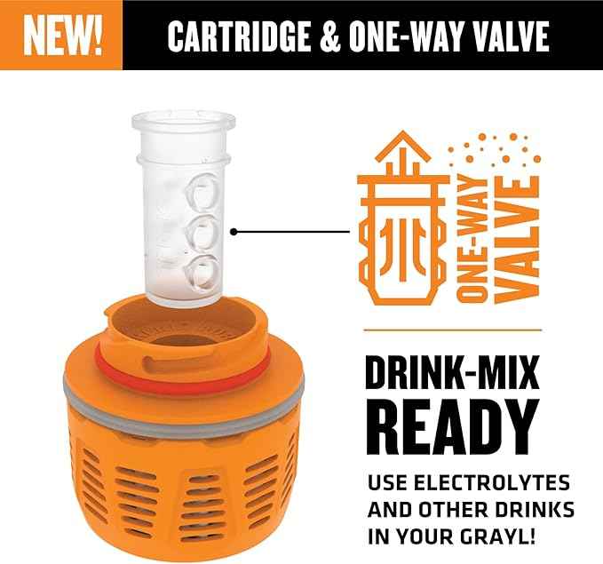 GRAYL GeoPress One-Way Drink Mix Valve - for Electolytes, Mixes, and Flavored Drinks