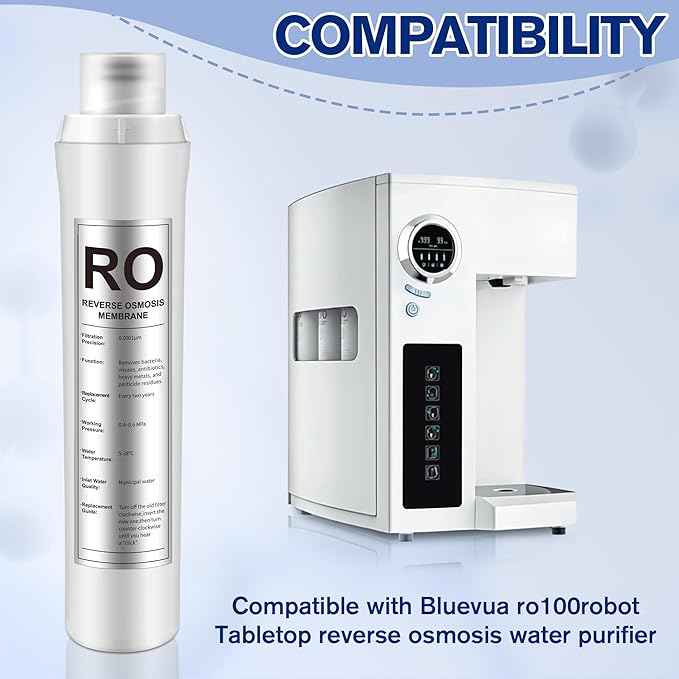 1 Pack RO Water Filter Replacement Compatible with Bluevua RO100ROPOT, 1 RO Water Filters, Improved Drink Quality, Easy to Replace for Household Daily Use Drinking