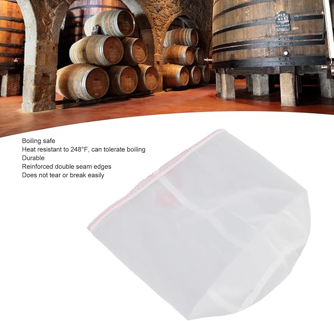 5 Gallons Brew Bag,160 Micro Reusable Straining Bag,Fine Mesh Bag Strainer Bag Wine Making Supplies,Multi Purpose Food Grade Filter Bag for Fruit Cider,Nut Milk,Cold Brew, Home Brewing