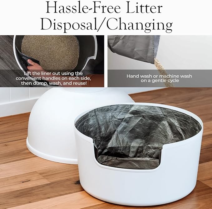 Reusable Litter Box Liners by Bundle & Bliss, 3-Pack - Easy to Clean, Non-Slip Litter Liners For Secret Litter Box - Durable Design, Waterproof, Scoop & Scratch-Resistant, Leak Proof, Machine-Washable