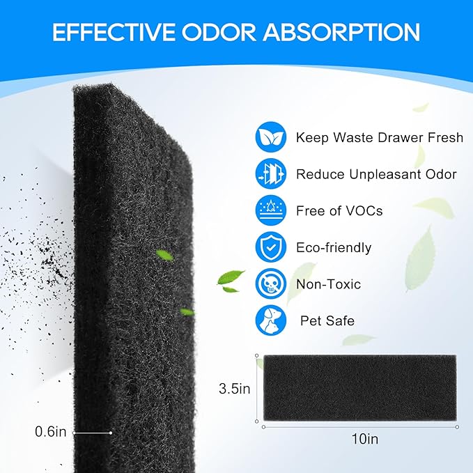 Carbon Filters for Litter-Robot 3, Activated Carbon Litter Box Filter for Litter-Robot 3 Self Cleaning Cat Litter Box Filters, Accessories Replacement, 6 Pack