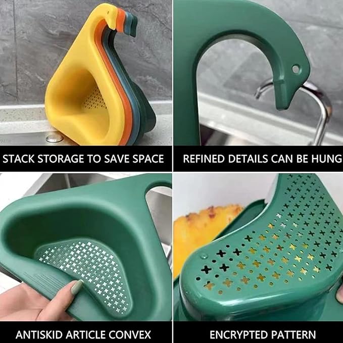 Faucet Hanging Filter Basket for Kitchen Sink, Faucet Hanging Filter Basket, Kitchen Sink Drain Basket Swan, Multifunctional Drain Basket for Kitchen Drain Strainer (2 Pcs D)