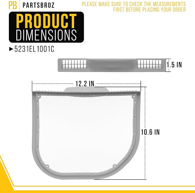 PartsBroz 5231EL1001C Dryer Lint Trap Filter Screen for LG Dryer Lint Filter Replacement, Kenmore Elite Dryer Parts DLE1101W DLE1501W DLE4970W DLE5001W DLE7300WE DLEX5170W DLE4870W DLE7100W DLEX5680W