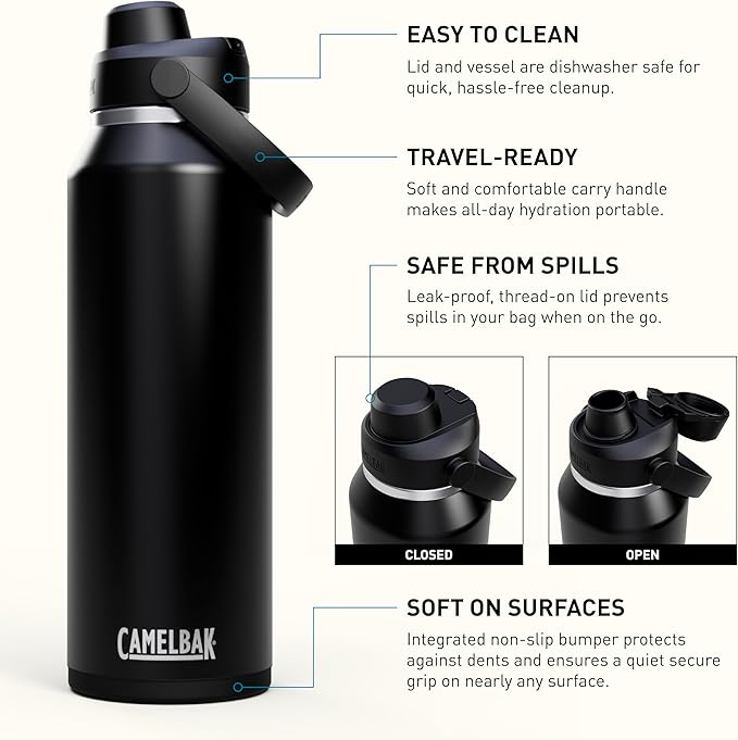 CamelBak Thrive Chug Insulated Stainless Steel Water Bottle Black, 40oz