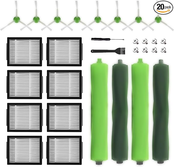 Replacement Parts accessories for irobot Roomba i1+ i7 i7+ i3+ i4+ i6+ i8+ J7+ Plus I & J Plus series Vacuum Cleaner Inclue 4 Roller Brushes , 8 Filters , 8 Side Brushes - AquaVibe