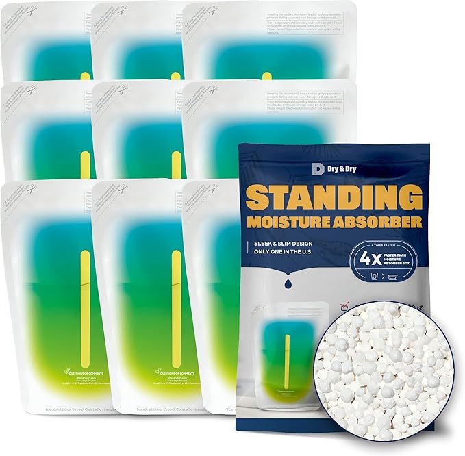 Dry & Dry [9 Packs Standing Moisture Absorbers to Control Excess Moisture for Basement, Closets, Bathrooms, Laundry Rooms - Moisture Absorbers Moisture Absorber - AquaVibe