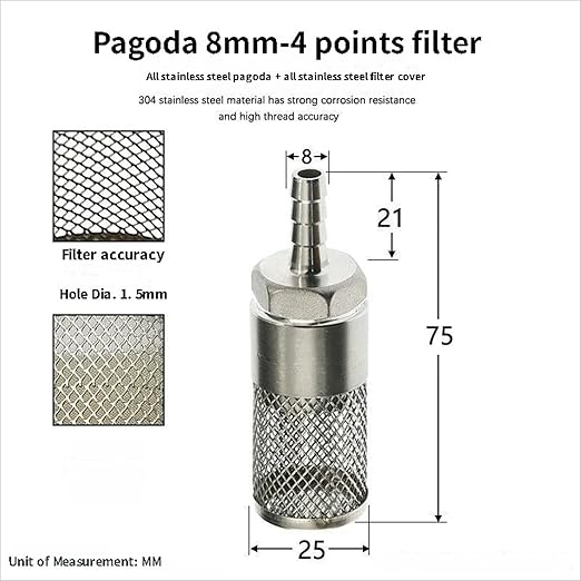 304 Stainless Steel Water Pump Filter Hose End Strainer Barbed Inline Mesh Screen, Assorted Sizes for Pressure Washer Garden RV Prevents Debris Clogging,1pcs(8mm 1/2 Inch)