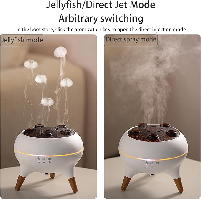 Dynamic Aromatherapy Diffuser – 250ml Essential Oil Cool Mist Humidifier with Jellyfish Mist & Color-Changing LED Lights for Relaxing Home, Bedroom & Office Atmosphere (Black)