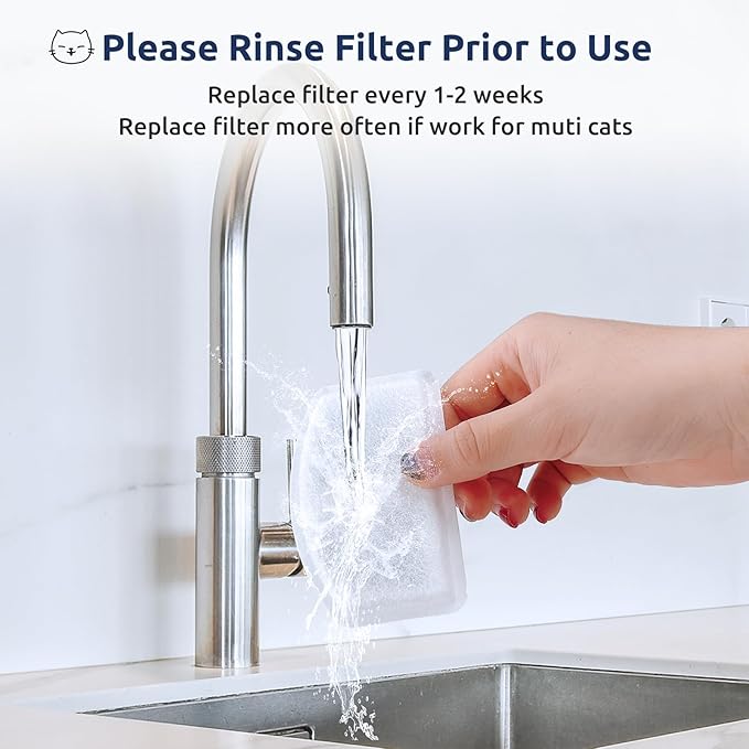 12+6 Pack Zeepet Cat Fountain Filters, Compatible with ORSDA Cat Water Fountain Filter for D60 100oz/3L Automatic Stainless Steel Pet Fountains, 12 Replacement Water Filters + 6 Pre-Filter Sponges