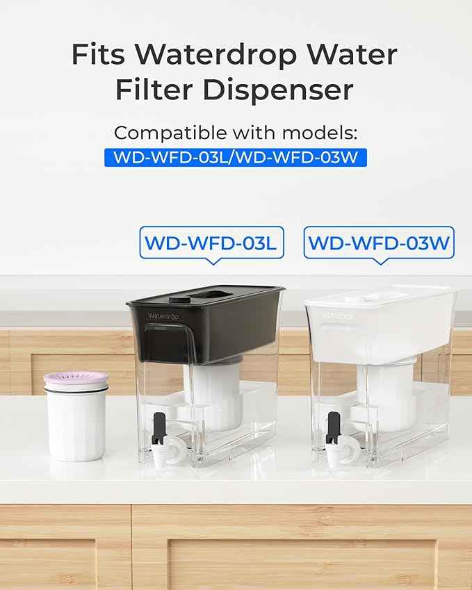 Waterdrop TDS Reduction Replacement Filter for WD-WFD-03L Dispenser Filtration System, Reduces TDS, Chlorine, PFOA/PFOS and More, 2 months, WD-PF-03B (2 Packs)