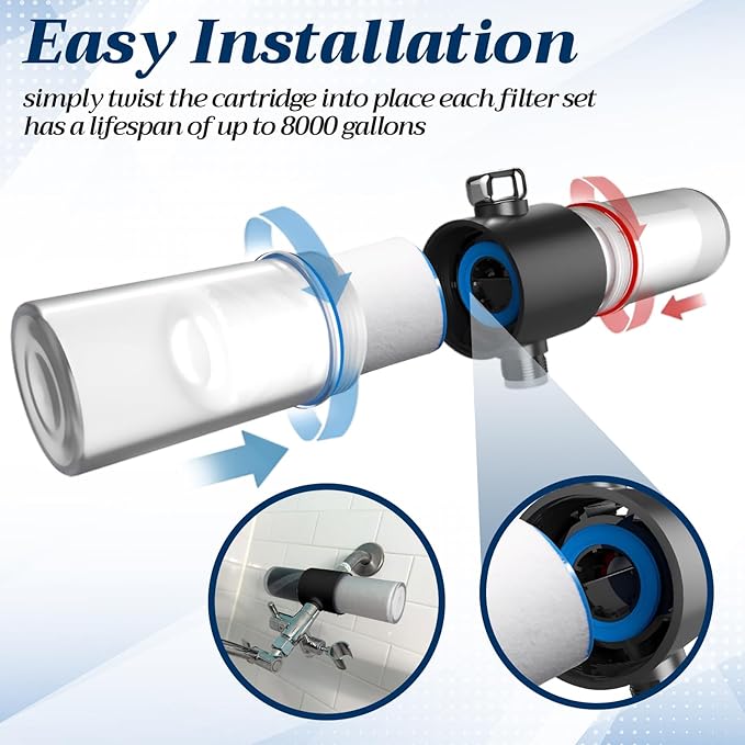 Baquler 4 Pcs Compatible with Weddell Duo Shower Filter Shower Replacement Cartridges Filter Water Clean Cartridges Replacement Full Set for Removes Chlorine Particulates Heavy Metals
