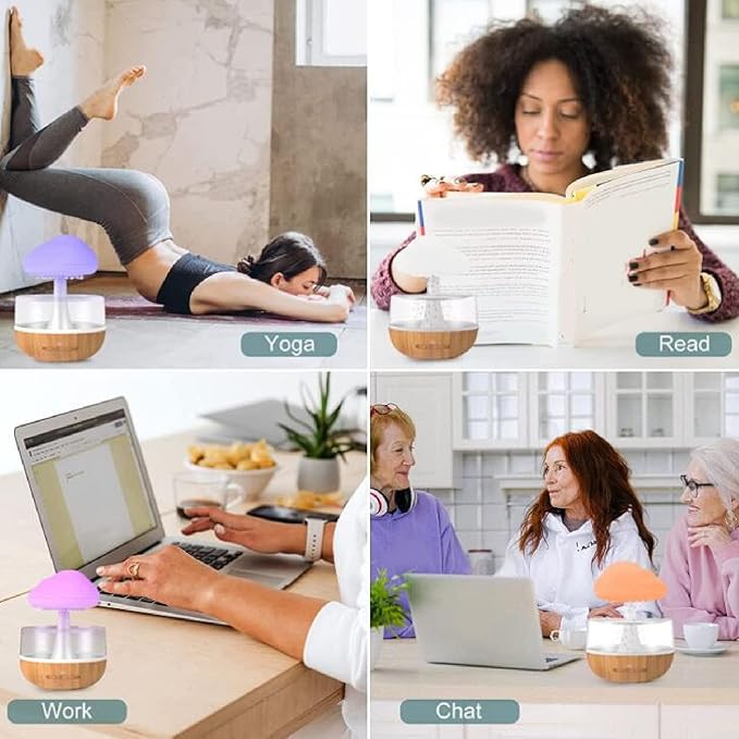 TOPINCN Night Light Aromatherapy Essential Oil Diffuser Micro Humidifier Desk Fountain Bedside Sleeping Relaxing Mood Water Drop Sound