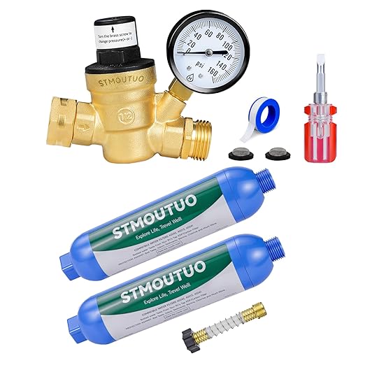 STMOUTUO RV Water Filter and RV Water Pressure Regulator