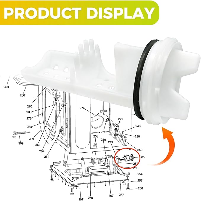 WH11X34741 Washer Drain Pump Filter for GE & Hotpoint Washer Replaces WH23X10029, WH23X10027, AP7205454, 4977949, PS16874133, EAP16874133 - AquaVibe