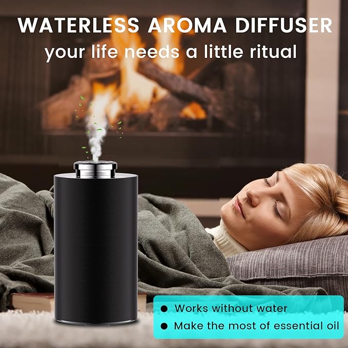 Diffuserlove Waterless Car Aromatherapy Diffuser, Portable Travel Cordless Air Diffuser, Rechargeable Scent Machine, Green