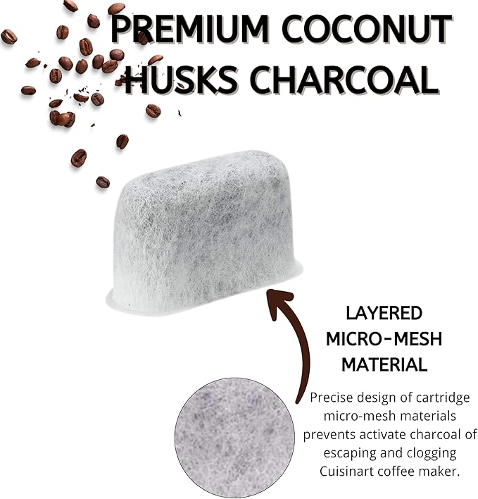Nispira Activated Charcoal Water Filters Replacement Compatible with Cuisinart Coffee Machine Part DCC-RWF, 48 Units - AquaVibe