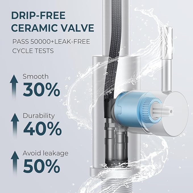 FORIOUS Kitchen Faucet and Water Filter Faucet Combo, Stainless Steel Traditional Sink Faucet with Drinking Water Faucet Fits Reverse Osmosis, Water Filtration System and Pot Filler, Brushed Nickel