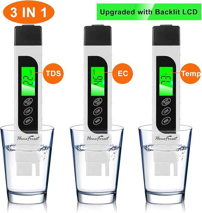 TDS Meter, Digital Water Tester - Accurate and Reliable, Measures TDS, EC & Temperature (°F/°C), 0-9990ppm, Water Test Meter for Drinking Water, RO/DI System, Aquariums, etc