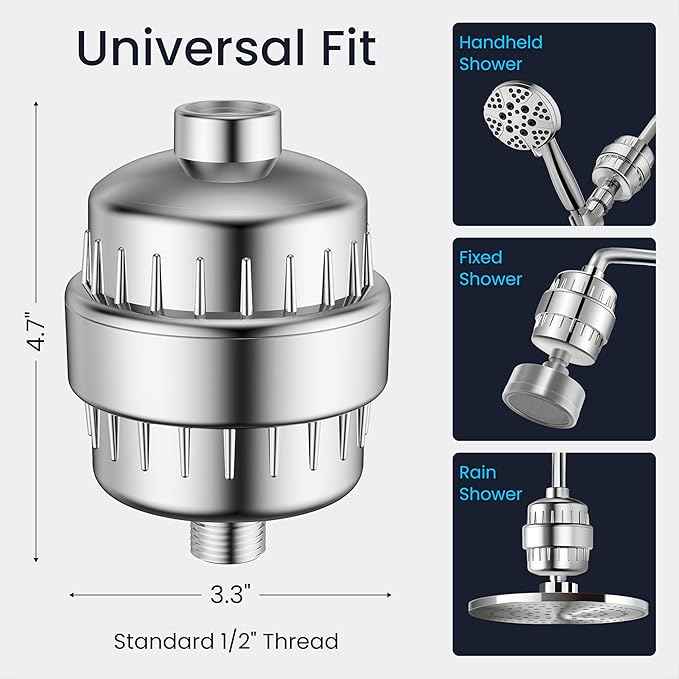 LAIFsolutions Vortex-Action Shower Filter – Advanced Redox Purification with Copper-Zinc KDF for Hard Water – Reduces Chlorine & Heavy Metals – Revitalizes Skin & Hair (KDF Shower Filter)