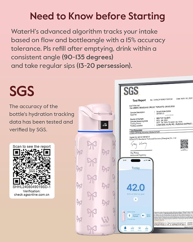 BOOST Smart Water Bottle with Reminder & Tracker, Double Wall Vacuum Insulated Bottles Stainless Steel, 32oz BPA-Free Wide Mouth for Gym, Office, School, Ideal Gift for Christmas, New Year