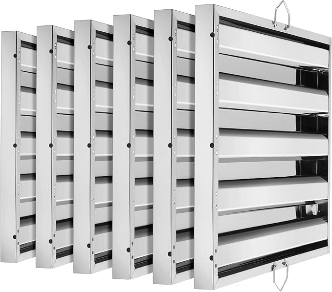 New Star Foodservice 54408 Stainless Steel Hood Filter 20" W x 25" H, Set of 6 - AquaVibe