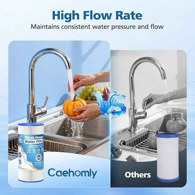 5 Micron 10" x 4.5" Whole House Water Filter Compatible with GE FXHSC, GXWH40L, Plumber W50PEHD, Culligan R50-BBSA, Pentek R50-BB, W10-PR, DuPont WFHDC3001, W50PEHD, High Flow Sediment Filters, 4 Pack