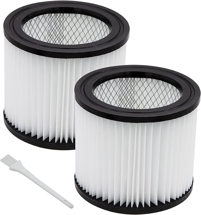 90398 HEPA Replacement Filter - Small Cartridge Vacuum Filter Pack of 2 Fit for Shop-Vac 90398/118692, 9039800, 903-98, 903-98-00 Wet and Dry Vacuum (2 Filters+ 1 Brush) - AquaVibe