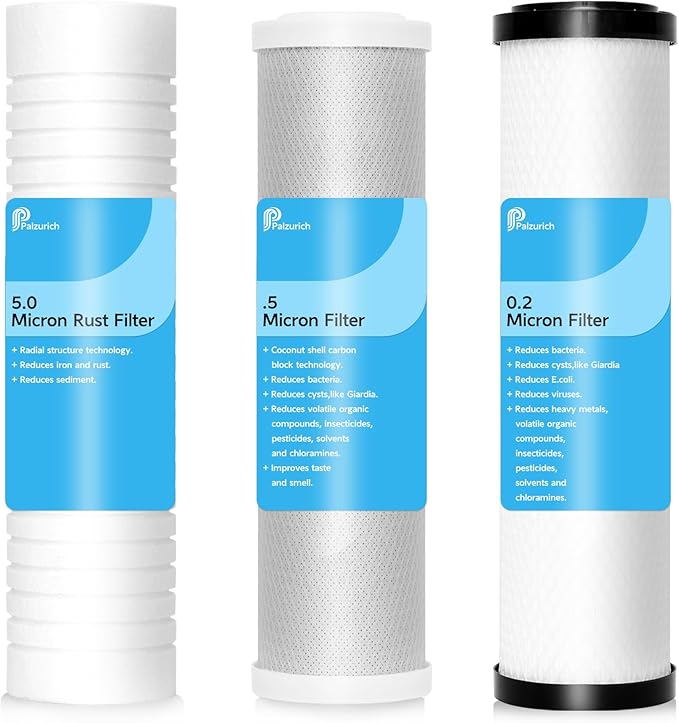 Replacement Filters for ClearSource Ultra Three Canister System, 3-Stage Filter Set, Sediment + Carbon Block Filtration, High Flow RV Filter Replacement, Easy Install