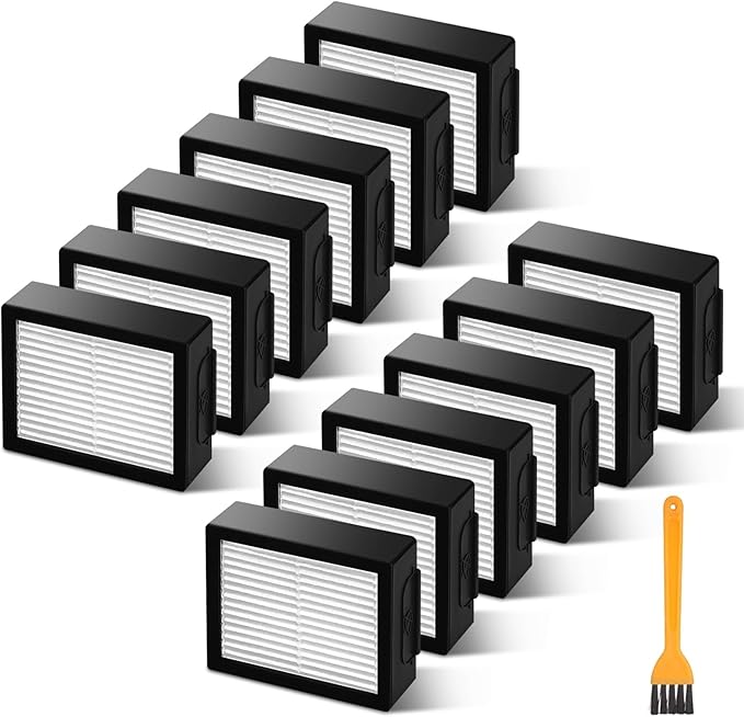 12 Pack Filter Replacements for i Robot Roomba E I & J Series E5 E6 i1 i1+ i3 i3+ i4 i4+ i5 i5+ i6 i6+ i7 i7+ i8 i8+ NOT for J9, High Efficiency Filter for iRobot Roomba Replacement Parts - AquaVibe