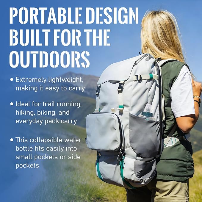 500ML Soft Flask with Water Filter for Hiking, Camping & Travel - Collapsible TPU Water Bottle, 0.1 Micrometer Hollow Fiber Membrane for Clearer, Better Tasting Outdoor Water