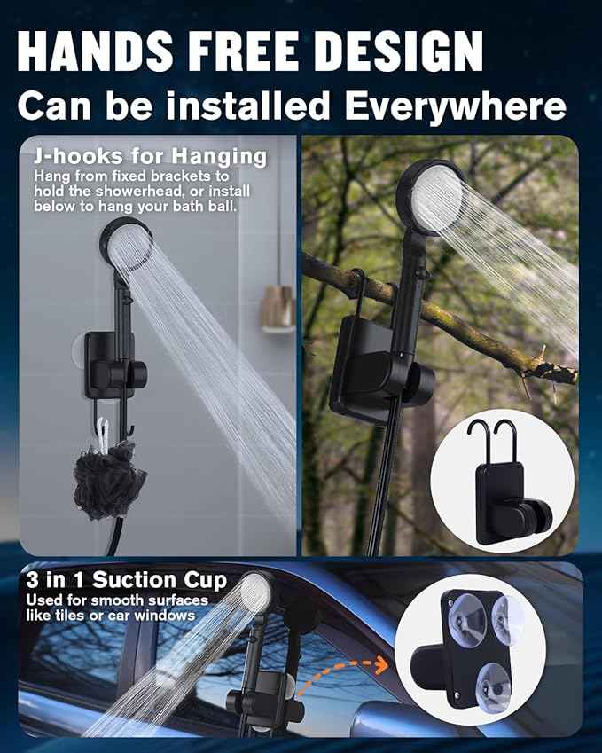 Portable Shower for Camping with 5-Gallon Water Jug, [Upgraded] 10000mAh Rechargeable Camping Shower with 5 Adjustable Speeds, Food Grade Material Water Containers for Hiking, Travel, Car, Pet