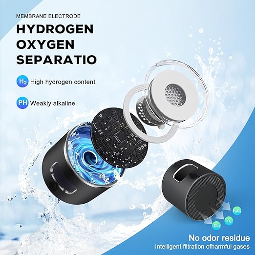 Hydrogen Water Bottle Generator with 4th Generation SPE/PEM Technology, Portable Hydrogen Water Ionizer Machine, Birthday,Xmas Gift for Husband,Wife,Lovers,Friends,Travel (Black, 9.05in*Φ2.64in)