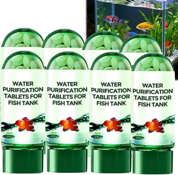 Powerful Aquarium Water Purification Tablet,Water Purification Tablets for Fish Tank,Aquarium Remover,Remove All Kinds of Turbidity from Fish TankWater (8PC)