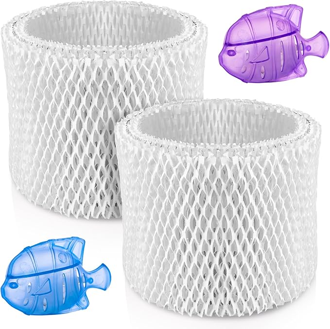 HOUSEMAX 2 Pack WF2 Humidifier Filter Replacements with 2 Humidifier Cleaning Fish, Compatible with Vicks V3100 V3500 V3600 V3700 V3800 V3900, Honeywell HCM-350, Kaz 3020, Sunbeam 1118, ECM-250i