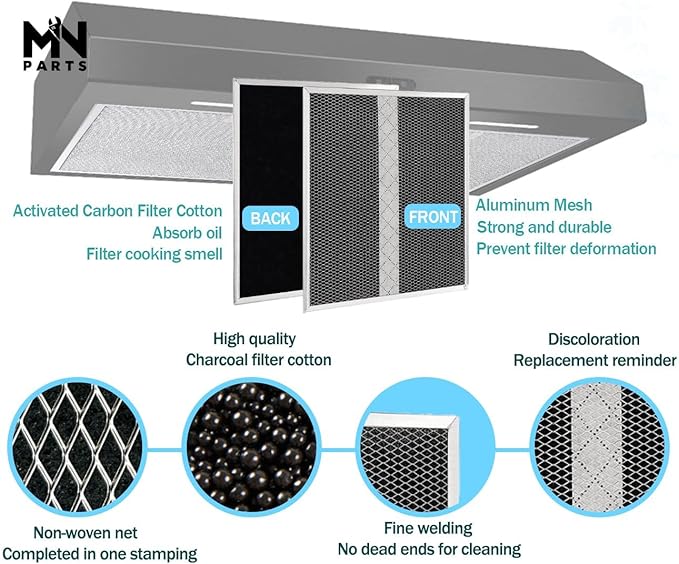 HPF30 Charcoal Filter Compatible with Broan Range Hood Filter S97020466 Range Hood Non-Ducted filter 14.6" X 12.9" Kitchen Grease Filter HPF30 XC Type 2pcs… - AquaVibe