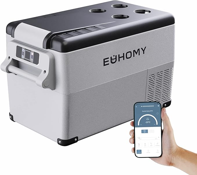 EUHOMY 12 Volt Refrigerator, 35Liter(38qt) Car Refrigerator, RV Refrigerator with 12/24V DC and 110-240V AC & Camco TastePURE Camper/RV Water Filter & Hose Protector | Inline Water Filter Reduces