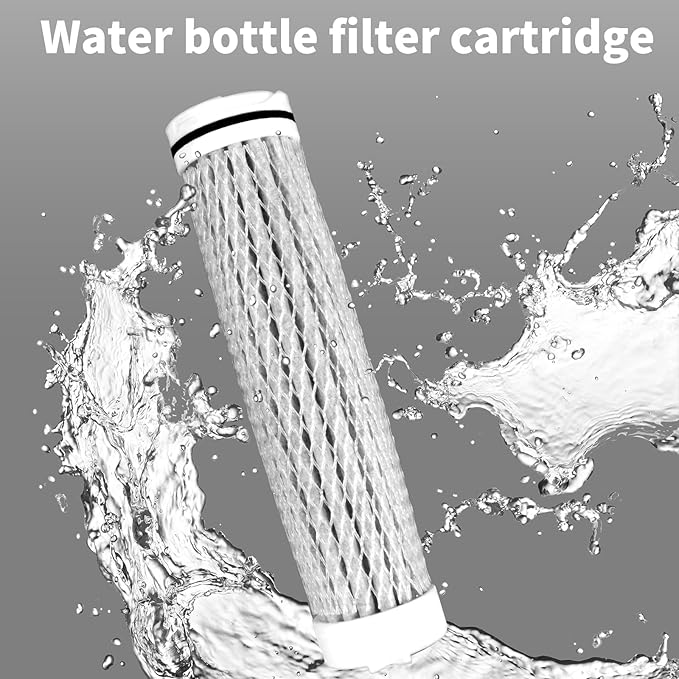 40 OZ Water Filter Bottle with 3-Stage Filtration - Ideal for Survival, Camping, Hiking, Backpacking, and Emergency - Portable&Reusable Filtered Water Bottle with Strap - Black