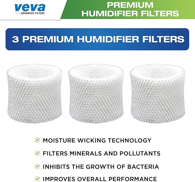 VEVA 3-Pack Premium Humidifier Filters - Replacement for HW Filter E, HC-14, HCM-6009, HCM-6011, HEV680, HEV685 Series, Long-Lasting