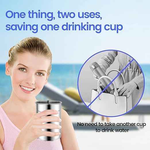 NSF/ANSI 42&372 Standard 1L (1000 ML) Portable Stainless Steel Gravity-Fed Water Filter Gravity Sport Bottle with Carbon Filter, for Travel, Camping, Backpacking and Emergency Preparedness
