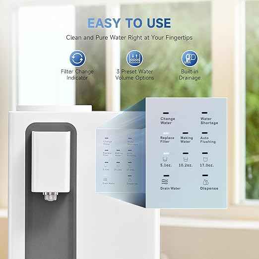 CO-Z Countertop Reverse Osmosis Water Filter, 4-Stage RO Water Filtration System, Portable Water Purifier Dispenser with 3 Preset Volume Options, 3:1 Pure to Drain, NSF/ANSI 58, No Installation