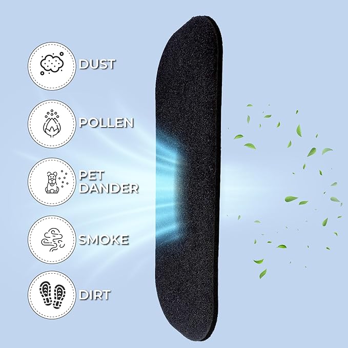 Ceiling Fan Filter, Ceiling Fan Filters for Blades, Unscented Activated Coconut Shell Carbon Filter-Ceiling Fan Blades Shape Design, Universal Ceiling Fan Blade(10 Pack)