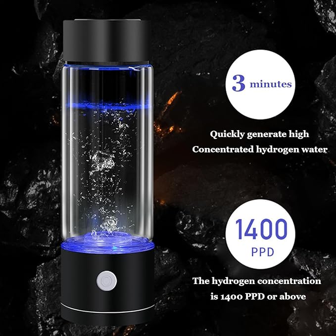 500ML Portable SPE/PEM Hydrogen Water Bottle, with Gas Vent, USB Rechargeable Alkaline Ionizer Maker, Can Absorb Hydrogen, High Temperature Resistance