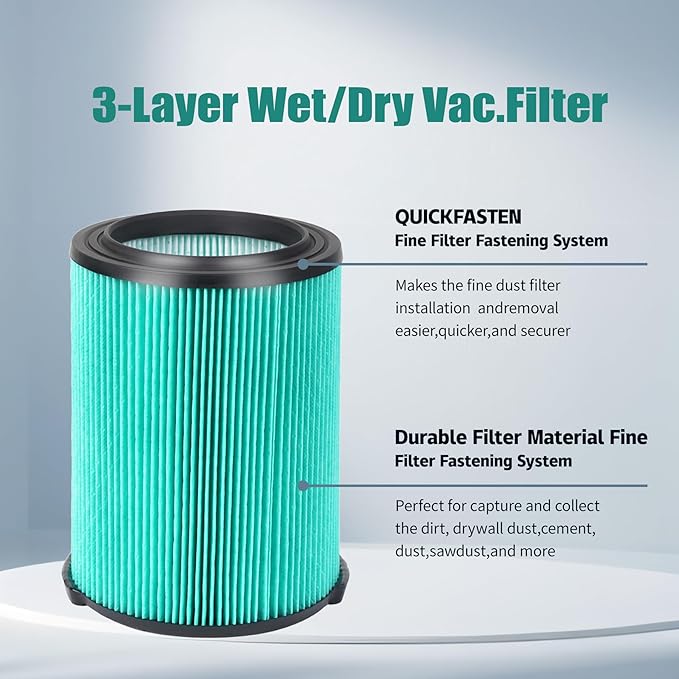 VF6000 5-Layer Replacement Filter Shop Vac 5-20 Gallon Wet Dry Vacuums WD5500 WD0671 WD6425 WD7000 WD1280 WD1851 WD1680 WD1956 RV2400A 1400RV RV2600B, Fit for Husky 6-9 Gallon Vacs - AquaVibe