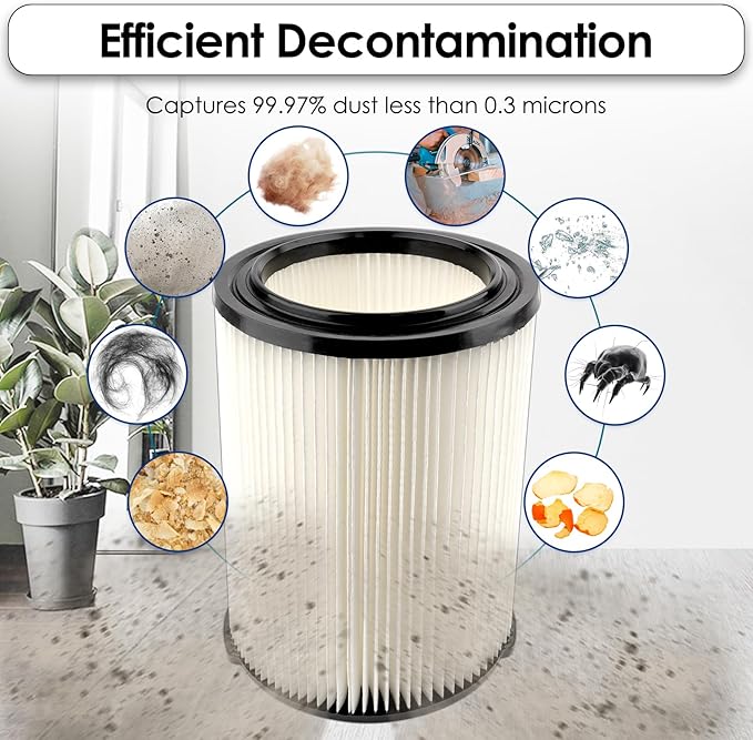 (2 Pack) VF4000 Replacement Cartridge Filter Compatible With RIDGID 72947 Wet dry Vac 5 to 20 Gallon 6-9 Gal Husky Vacuum RV2400A RV2600B WD5500 WD0671 Vac, VF4000 filter 2 Pieces - AquaVibe