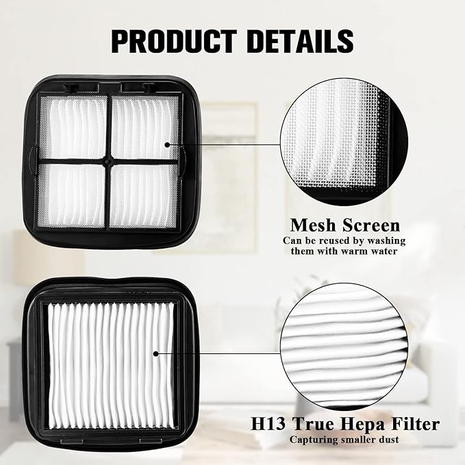 Improvedhand 97D5 Pet Hair Eraser Filter Replacement for Bi-ssell Pet Eraser Corded Hand Vacuum 33A1B 33A1 33A1W 27K6, Replaces Part # 203-7416 203-1432 2031432, 4 Pack & 1 Brush - AquaVibe