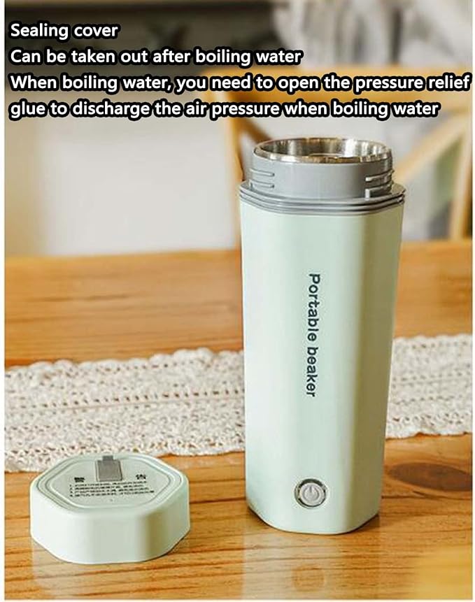 Water Camping Kettle Kettles Teakettles Hot Water Dispensers Electric Kettle Travel 110V Car 12V Portable 400ML Sealed and Leak-proof Non-slip Bottom (White,220V)