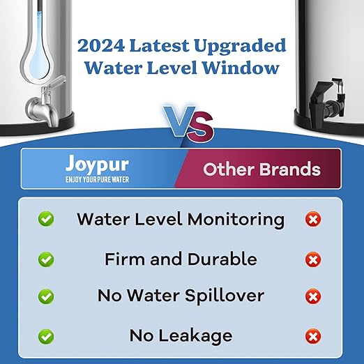 2.25G Gravity Water Filter System with New Water Level Window, 3-Stage 0.01μm Ultra-Filtration Stainless Steel Countertop System with 2 Ceramic Filters and Stand, Reduce 99.9% Chlorine