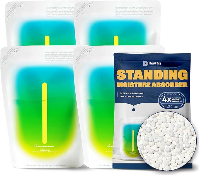 Dry & Dry [4 Packs Standing Moisture Absorbers to Control Excess Moisture for Basement, Closets, Bathrooms, Laundry Rooms - Moisture Absorbers Moisture Absorber - AquaVibe