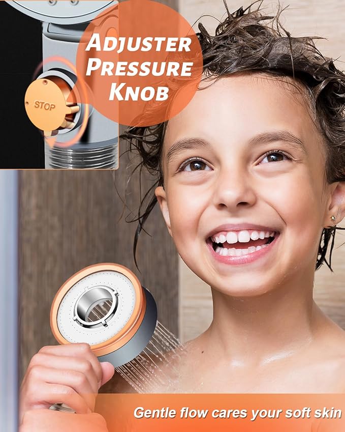 Luxsego Filtered Shower Head with Handheld Spray for Skin and Hair Care, High Pressure Shower Filter Head for Hard Water with Vitamin C, Ion Drops Showerhead Set Includes Hose & Adjustable Bracket