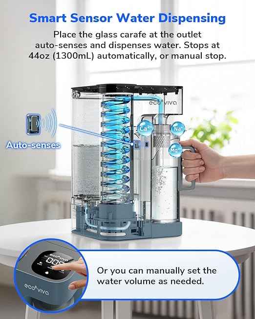 Mate 3 Reverse Osmosis Water Filter Countertop, 3:1 Pure to Drain, Smart Autofill Pitcher, No Installation Water Purifier, 8 Stage RO Water Filtration, with Remineralization, Blue